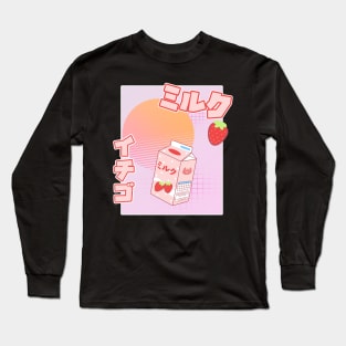 Strawberry Milk Kawaii Aesthetic Chibi Pastel Gift Long Sleeve T-Shirt